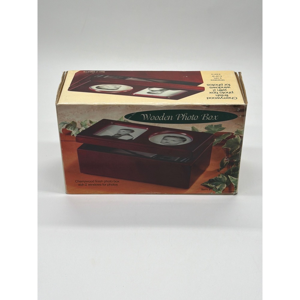 IDC Cherrywood Finish Wooden Photo Box with 2 Picture Windows 9324-19 NEW